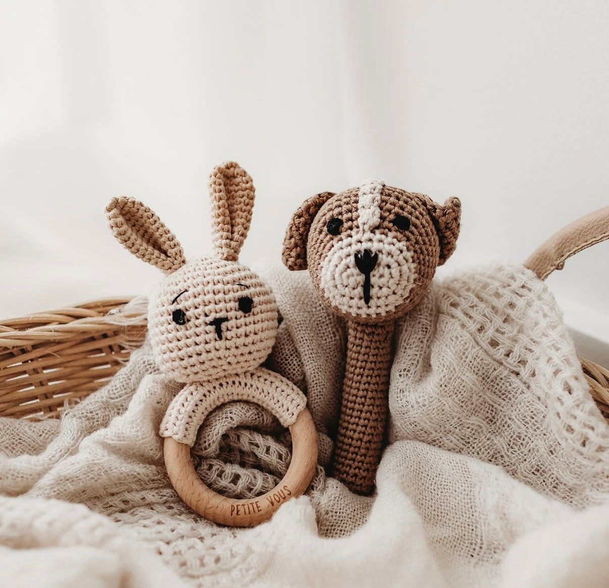 Petite Vous Crochet Ring Rattle Brodie Bunny
