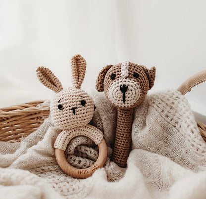 Petite Vous Crochet Ring Rattle Brodie Bunny