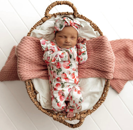Snuggle Hunny Strawberry Snugglesuit Convertible Romper