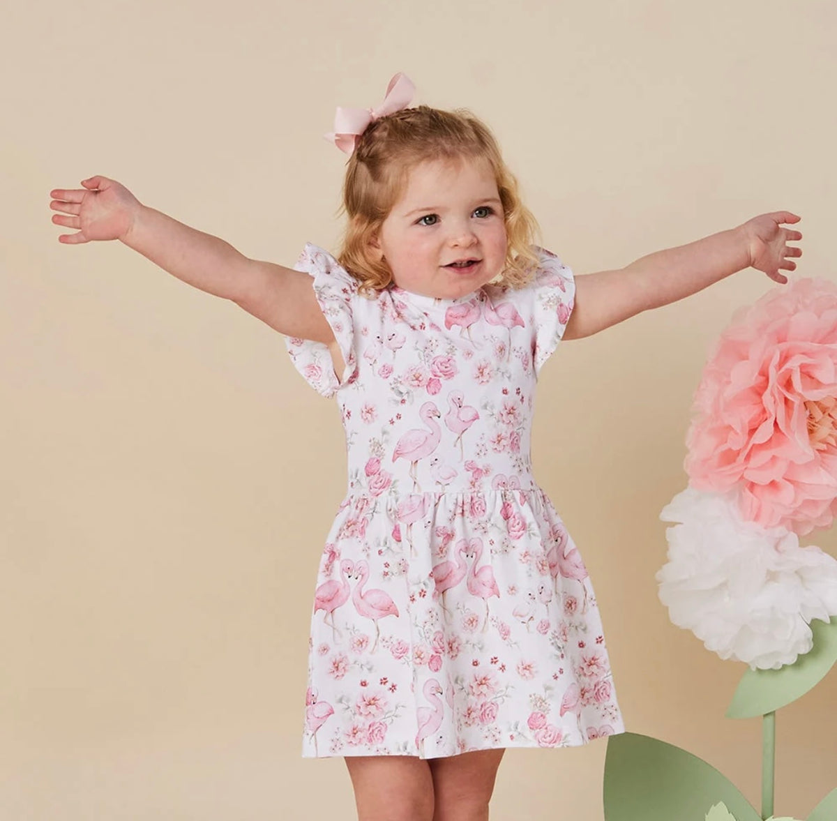 Snuggle Hunny Flamingos Short Sleeve Dress