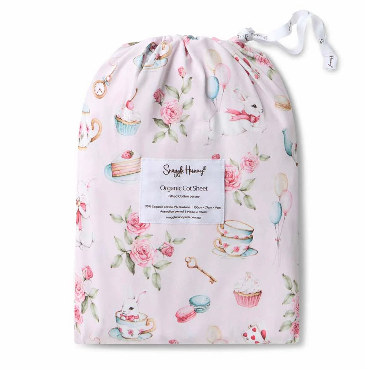 Snuggle Hunny Alice’s Tea Party Fitted Cot Sheet