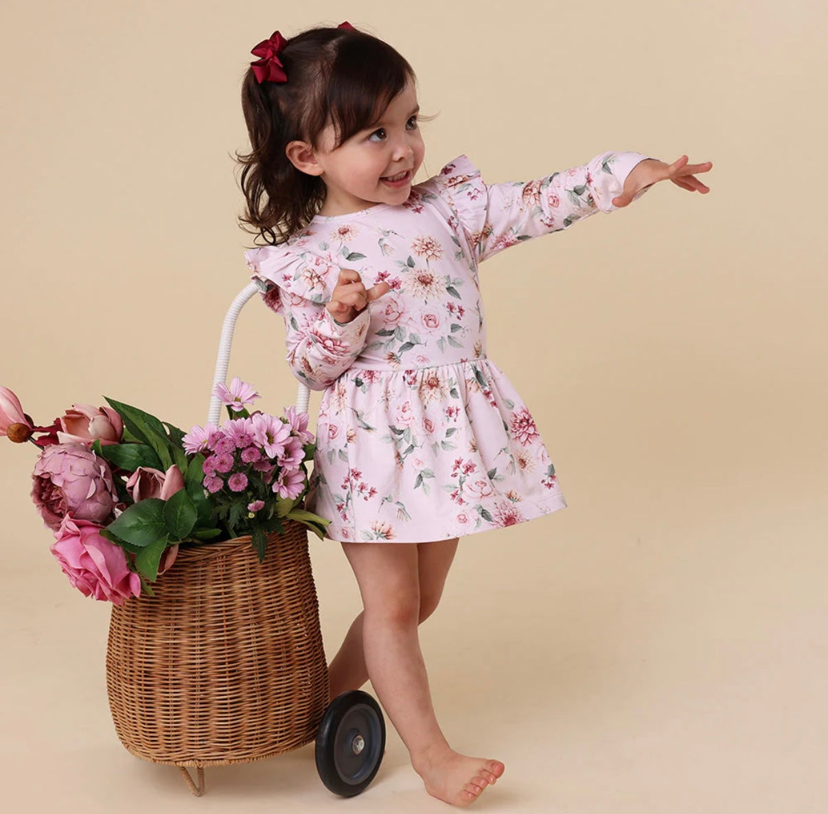 Snuggle Hunny Birds & Blooms Long Sleeve Dress