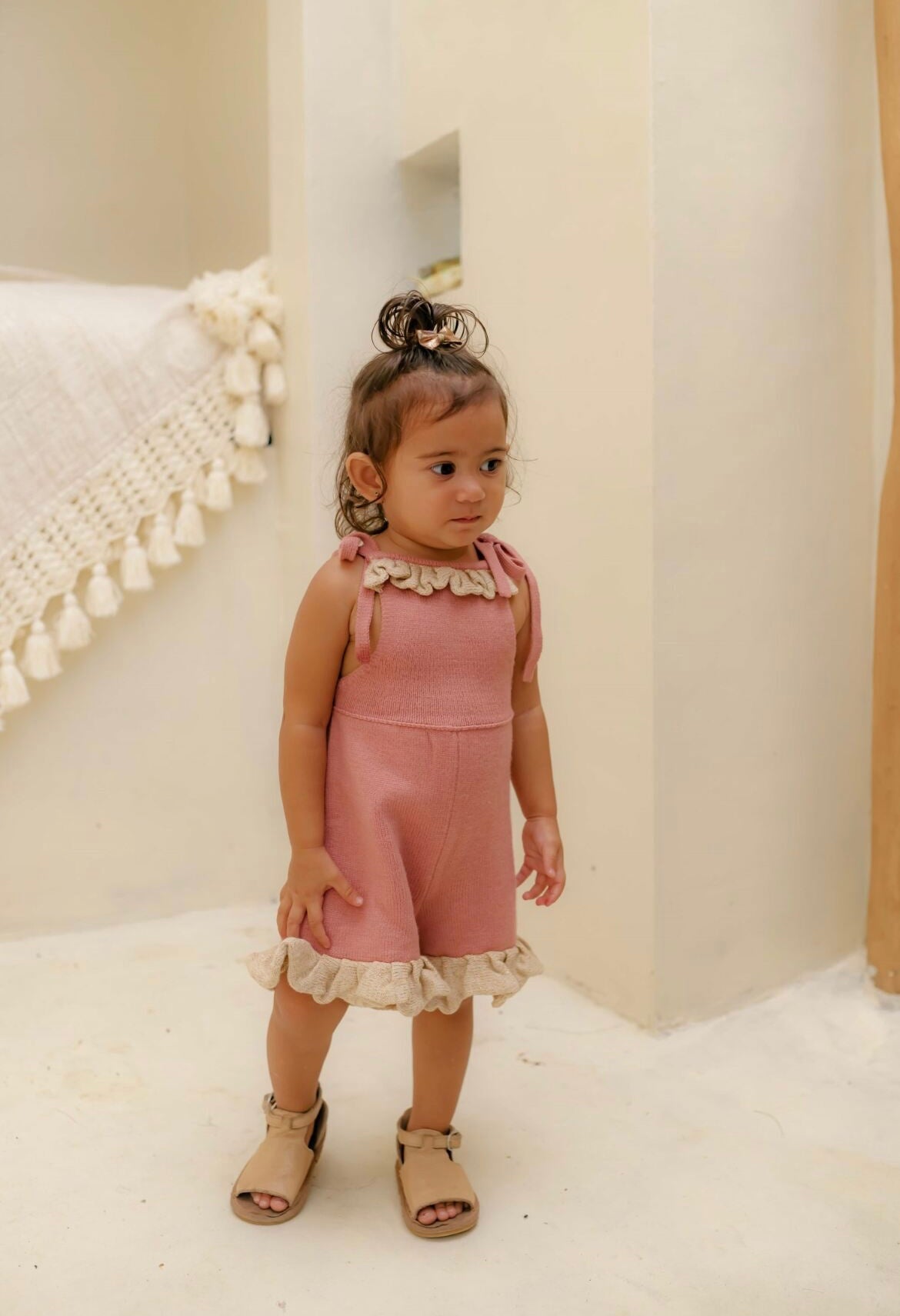 ILUH By Elsie Lottie Jumpsuit Pink with Cream Frill