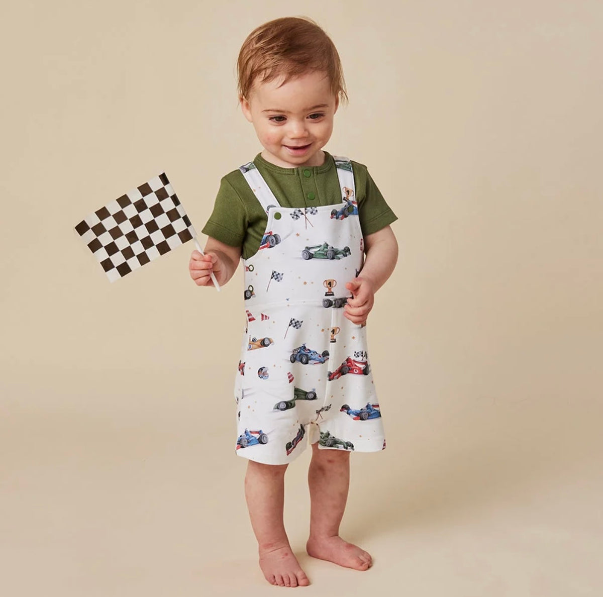 Snuggle Hunny Little Racers Snuggle Overall Shorts