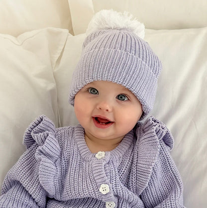 Thea With Love Knitted Baby Beanie Lavender