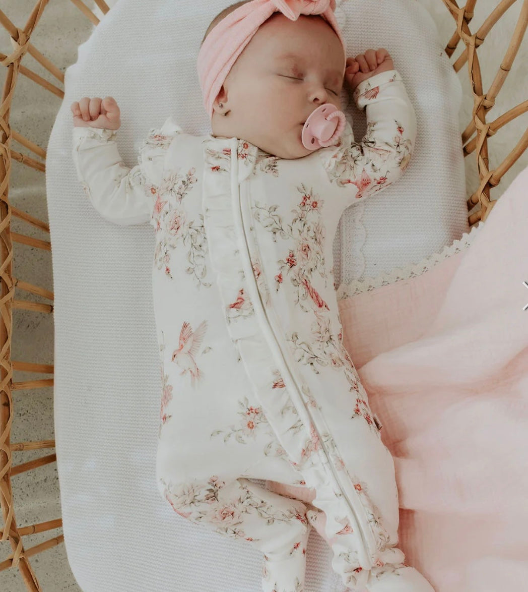 Confetti Kidz Rose Garden Bamboo Zipsuit