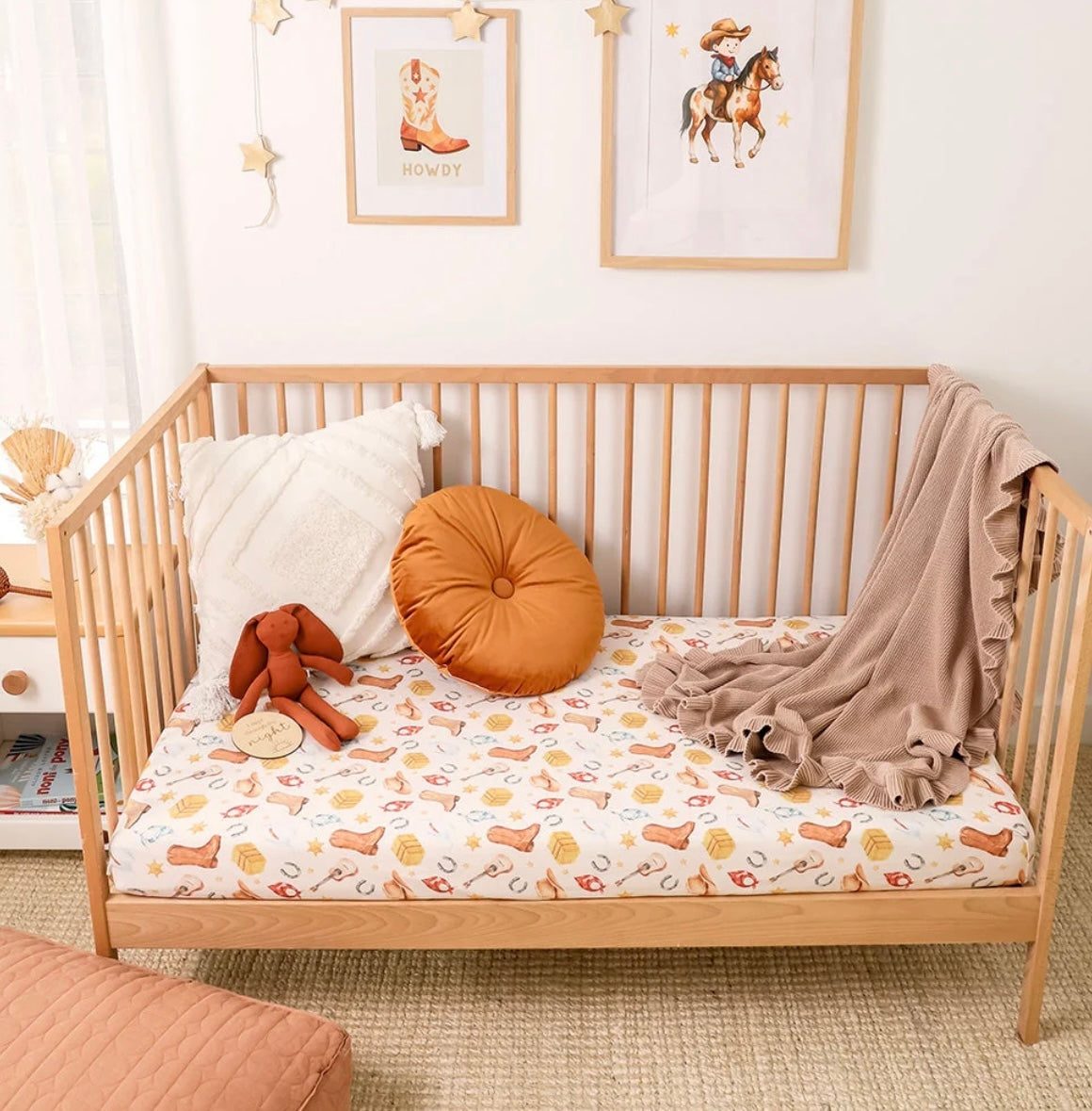 Snuggle Hunny Cowboys Fitted Cot Sheet