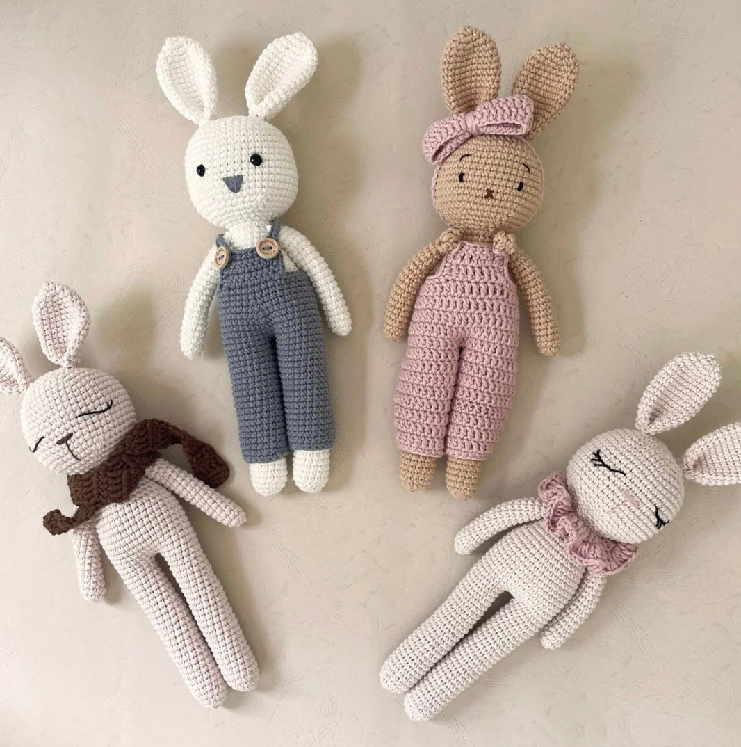 Zao & Co Amigurumi Crochet Bunny Pink Collar