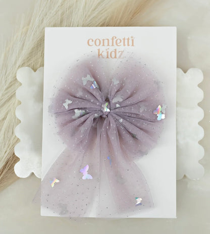 Confetti Kidz Mauve Butterflies Tulle Sailor Hair Bow