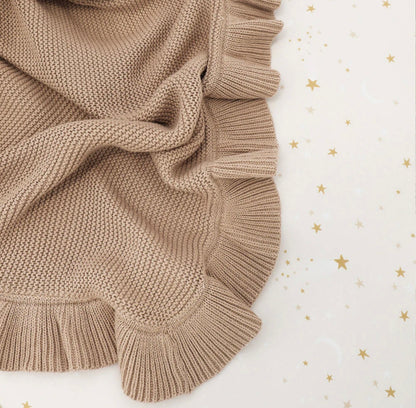 Snuggle Hunny Hazelnut Ruffle Knit Organic Baby Blanket