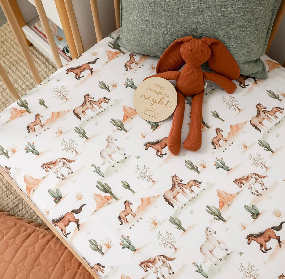 Snuggle Hunny Wild Horses Fitted Cot Sheet