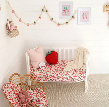Snuggle Hunny Strawberry Fitted Cot Sheet