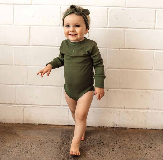 Snuggle Hunny Olive Long Sleeve Bodysuit