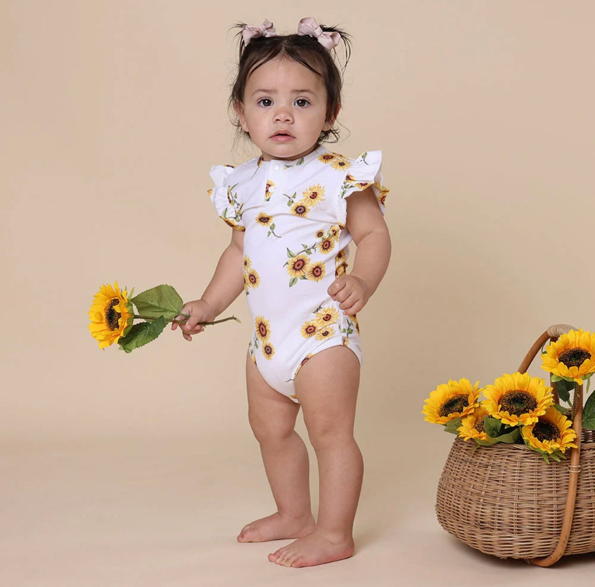 Snuggle Hunny Sunflower Short Sleeve Bodysuit