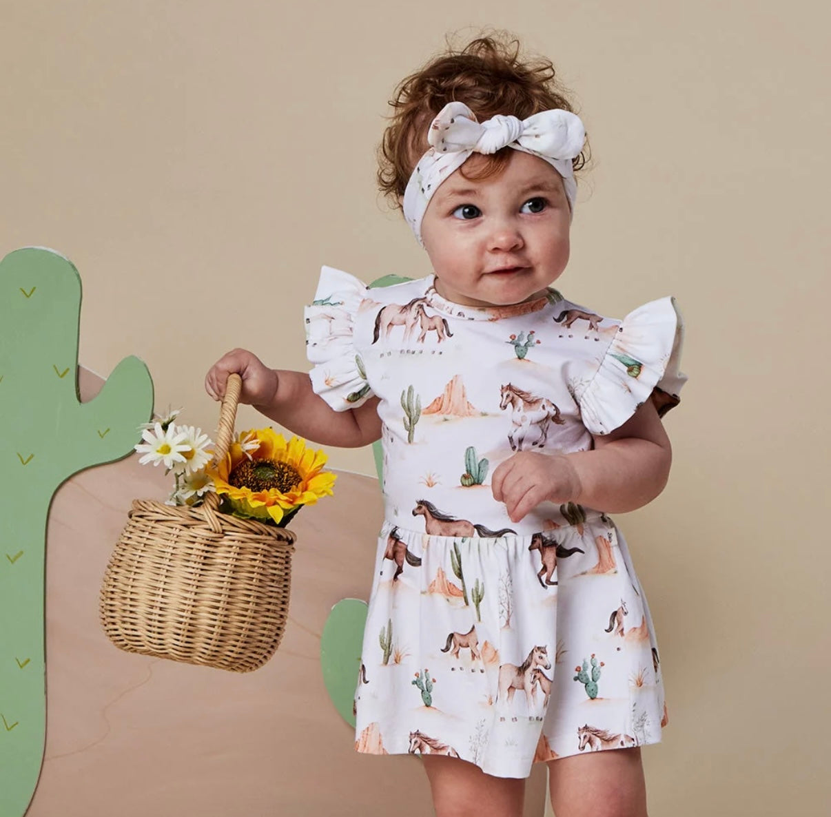 Snuggle Hunny Wild Horses Short Sleeve Dress