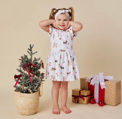 Snuggle Hunny Christmas Pups Short Sleeve Dress