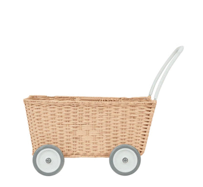 Olli Ella Rattan Pram Strolley Seashell Pink