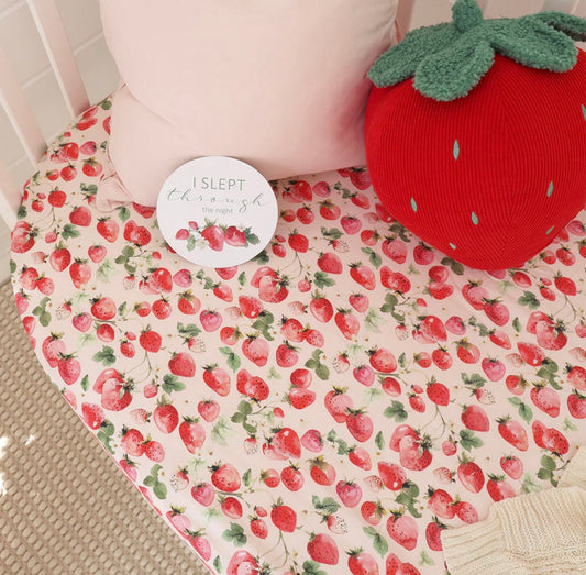 Snuggle Hunny Strawberry Fitted Cot Sheet