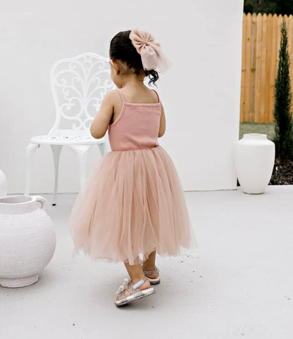 Confetti Kidz Ribbed Tulle Dress Dusty Pink