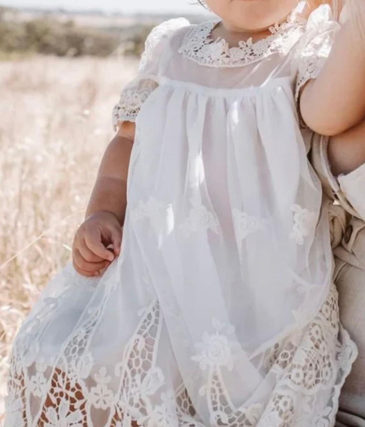 Miss Rose Sister Violet Heirloom Cherub Lace Baby Dress Cream