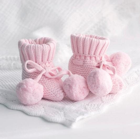 Thea With Love Knitted Baby Booties Pretty Pink