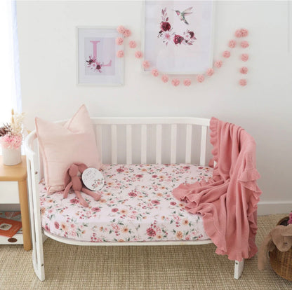Snuggle Hunny Birds & Blooms Fitted Cot Sheet