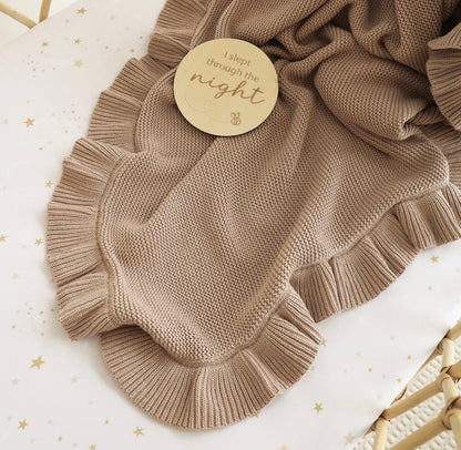 Snuggle Hunny Hazelnut Ruffle Knit Organic Baby Blanket