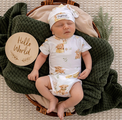 Snuggle Hunny Highland Cows Short Sleeve Bodysuit