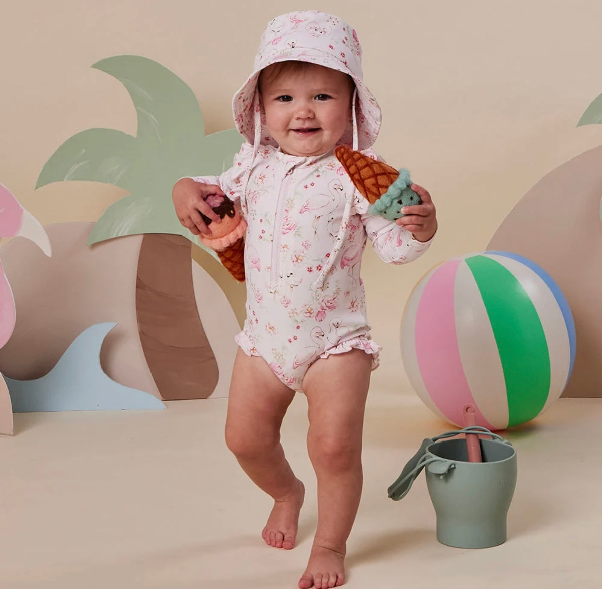 Snuggle Hunny Flamingos Frill Swimsuit