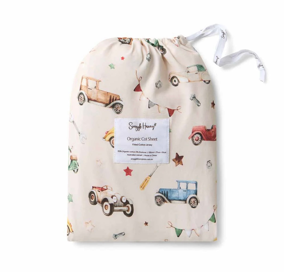 Snuggle Hunny Vintage Cars Fitted Cot Sheet