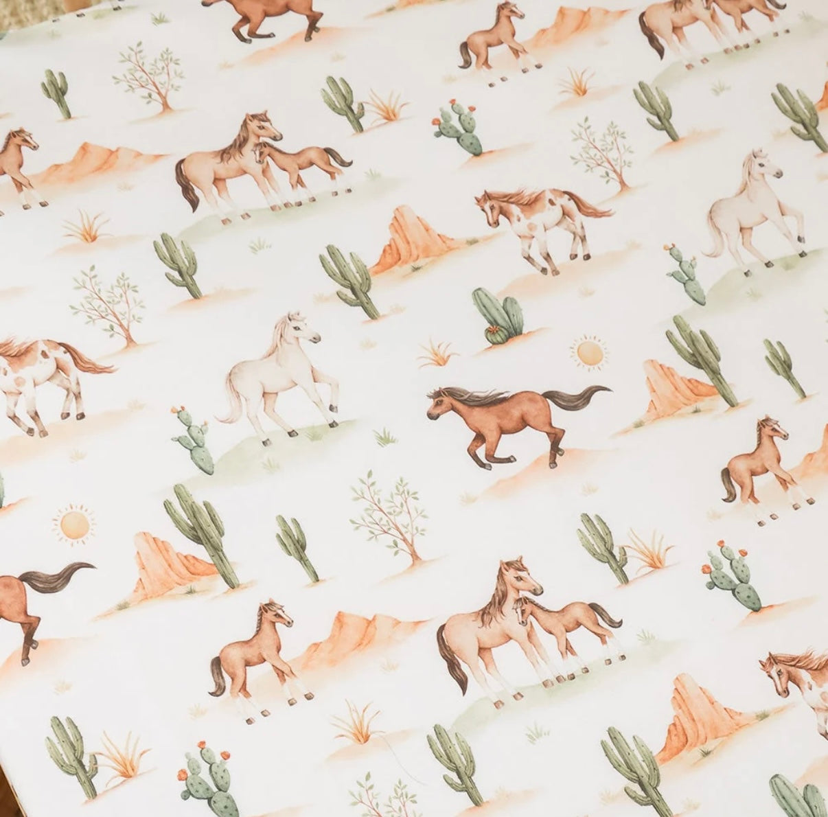 Snuggle Hunny Wild Horses Fitted Cot Sheet