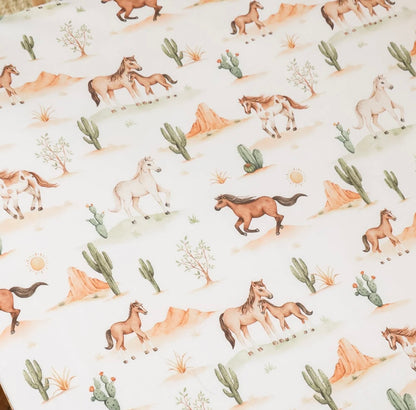 Snuggle Hunny Wild Horses Fitted Cot Sheet