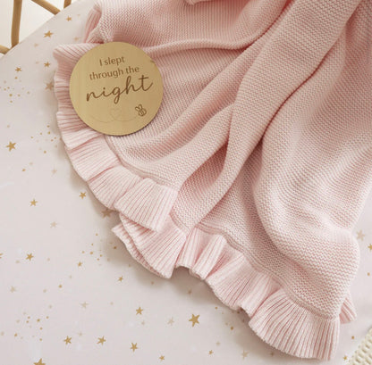 Snuggle Hunny Blush Pink Ruffle Knit Organic Baby Blanket