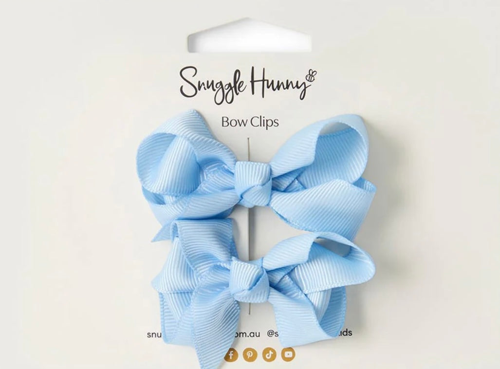 Snuggle Hunny Baby Blue Piggy Tail Hair Clip Bows