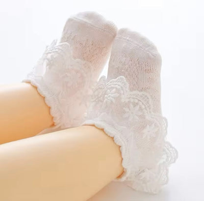 White Lace Floral Baby Socks