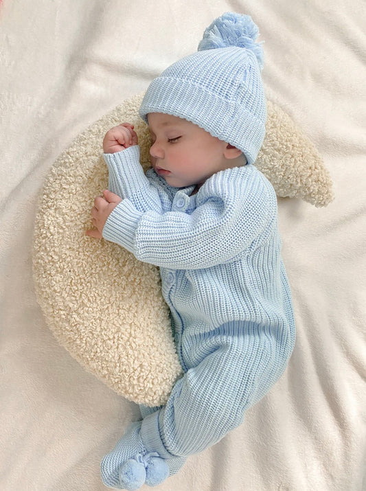Thea With Love Chunky Knit Sky Blue Romper