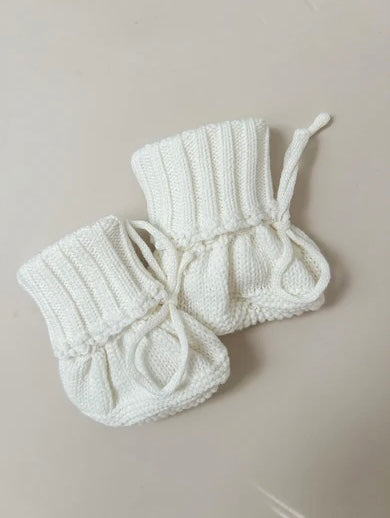 Petite + Co Cuff Lace Booties Milk