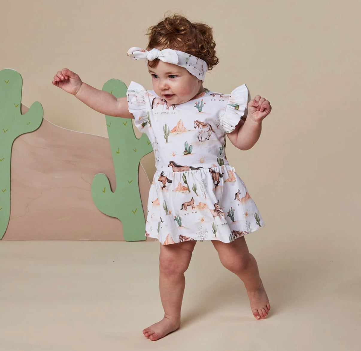 Snuggle Hunny Wild Horses Short Sleeve Dress