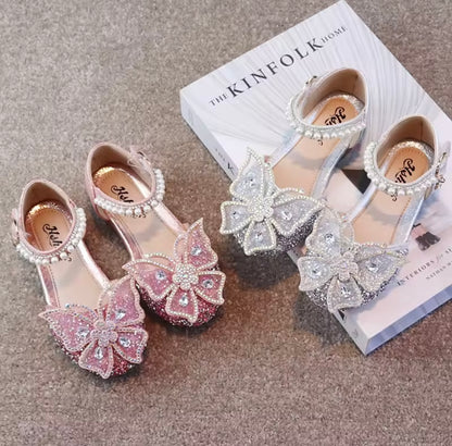 Silver Sequin Butterfly Princess Shoes