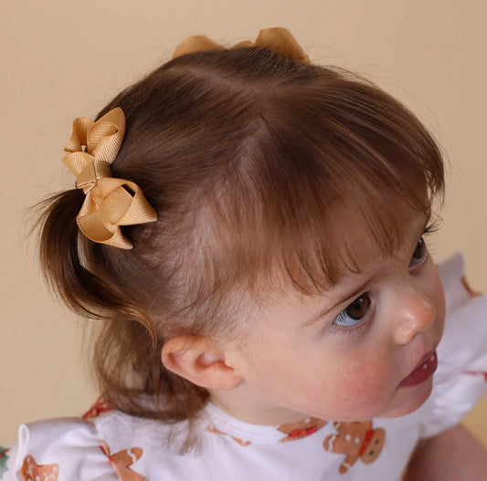 Snuggle Hunny Gold Piggy Tail Hair Clip Bows