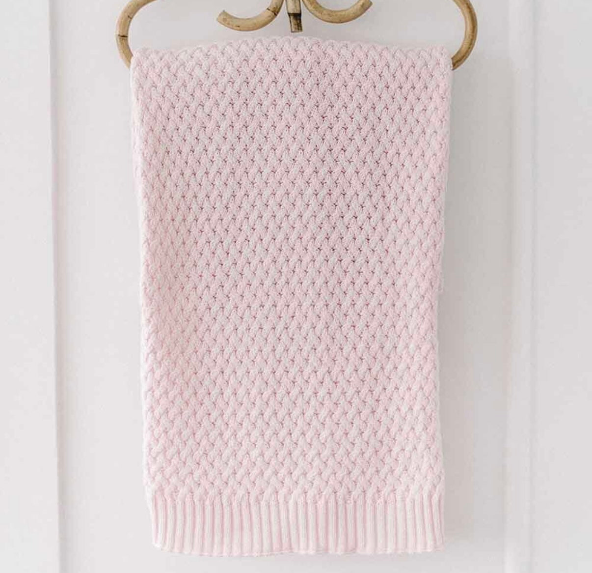 Snuggle Hunny Blush Pink Diamond Knit Baby Blanket