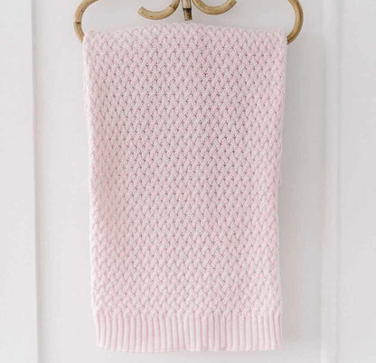 Snuggle Hunny Blush Pink Diamond Knit Baby Blanket