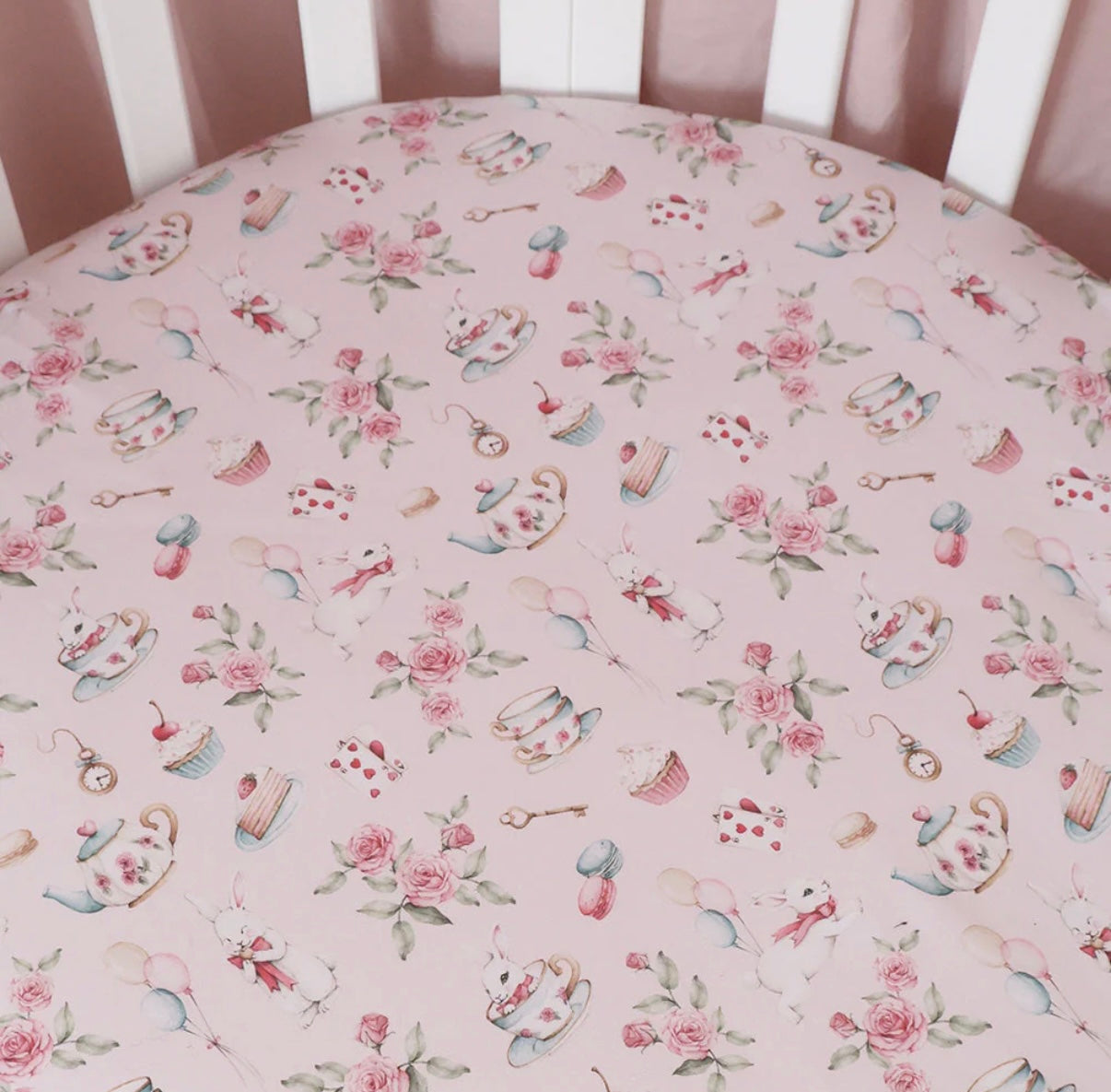 Snuggle Hunny Alice’s Tea Party Fitted Cot Sheet