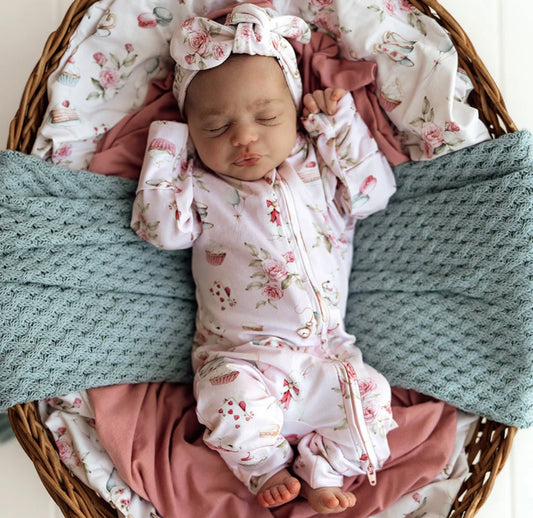 Snuggle Hunny Alice’s Tea Party Snugglesuit Convertible Romper