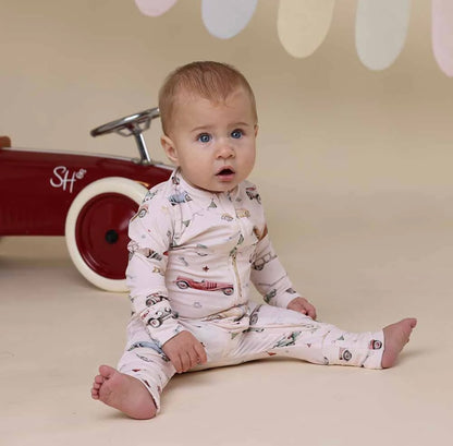 Snuggle Hunny Vintage Cars Snugglesuit Convertible Romper