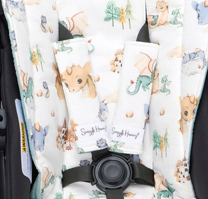 Snuggle Hunny Dragon Universal Reversible Pram Strap Covers