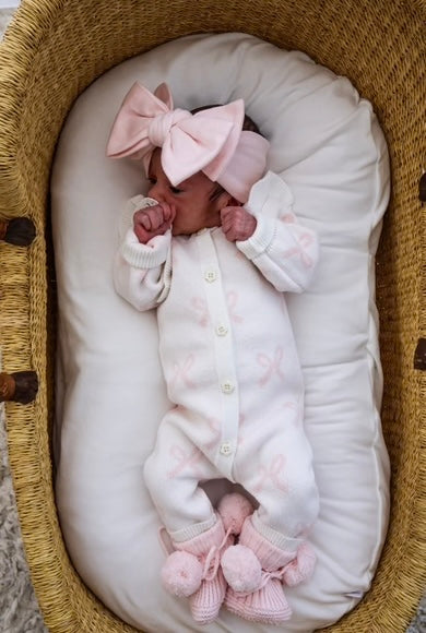 Petite + Co Long Flutter Bow Romper Milk