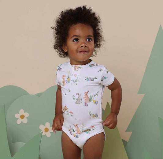 Snuggle Hunny Easter Bunnies Short Sleeve Organic Bodysuit