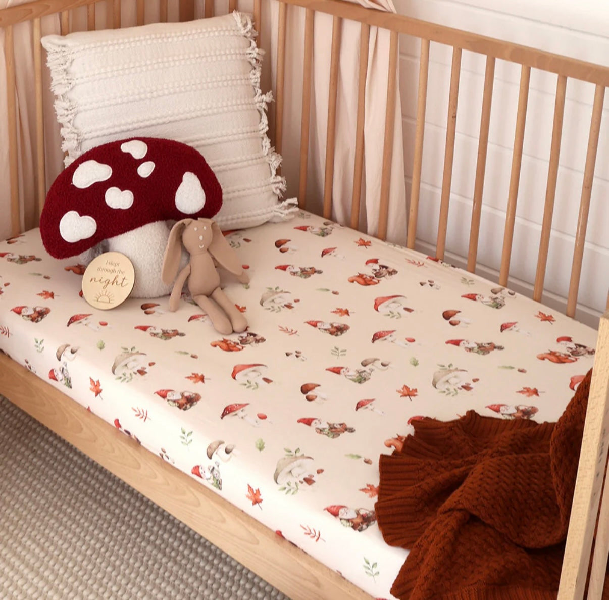 Snuggle Hunny Gnomes Fitted Cot Sheet