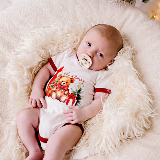 Confetti Kidz My First Christmas Bodysuit Red Teddy